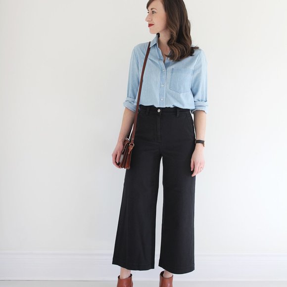 Everlane Pants - EVERLANE Wide Leg Crop Pant Navy 10
